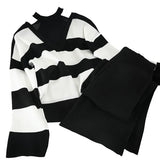 Women Sexy Knit Sweater Straight Leg Thin Wide Leg Pants Two-piece Set for winter season