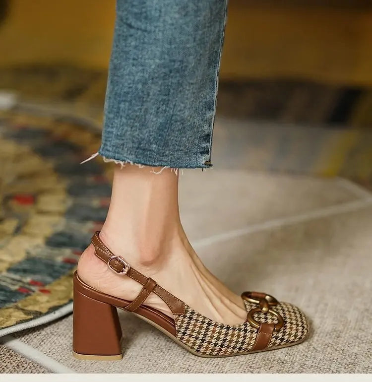 Classic Square Toe PU High Heels