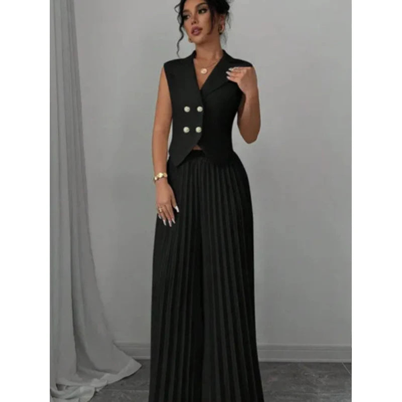 Women's V-Neck Sleeveless 2-Piece Set