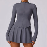 Women’s Slim-Fit Yoga Jacket & Tennis Dress Set