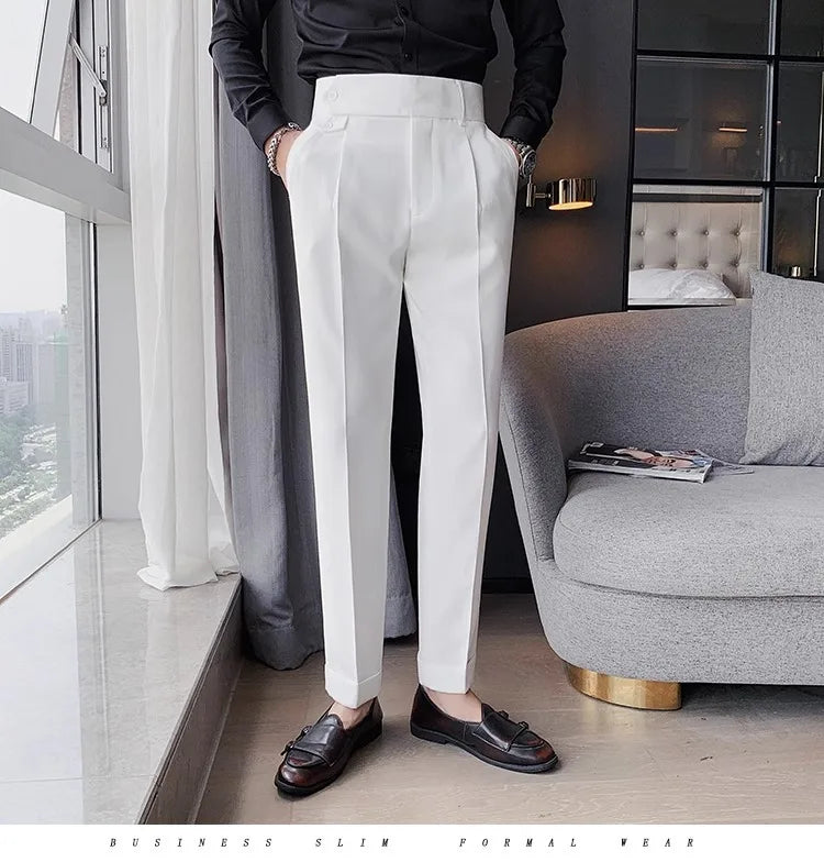 Men’s High Waist Slim Fit Trousers