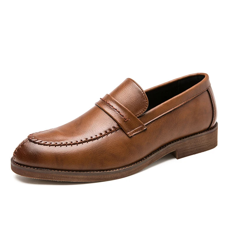 Men's Casual Leather Oxford Shoes with Anti-Slip Comfort
