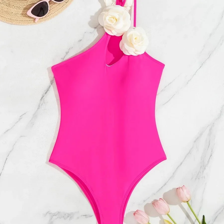 Floral V-Neck One-Piece Swimsuit