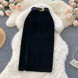 Women Thickened High Waist A- Line Skirts for Winter