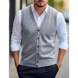 Men’s V-Neck Sleeveless Knit Cardigan