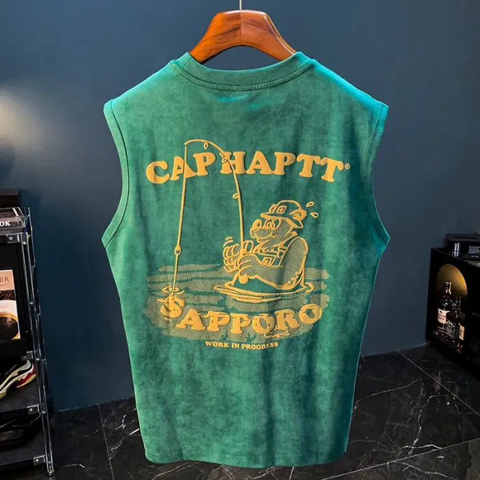 Retro Sleeveless Fitness Shirt
