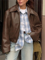 Women New Fashion Loose Long-sleeved Retro American Motorcycle Jacket