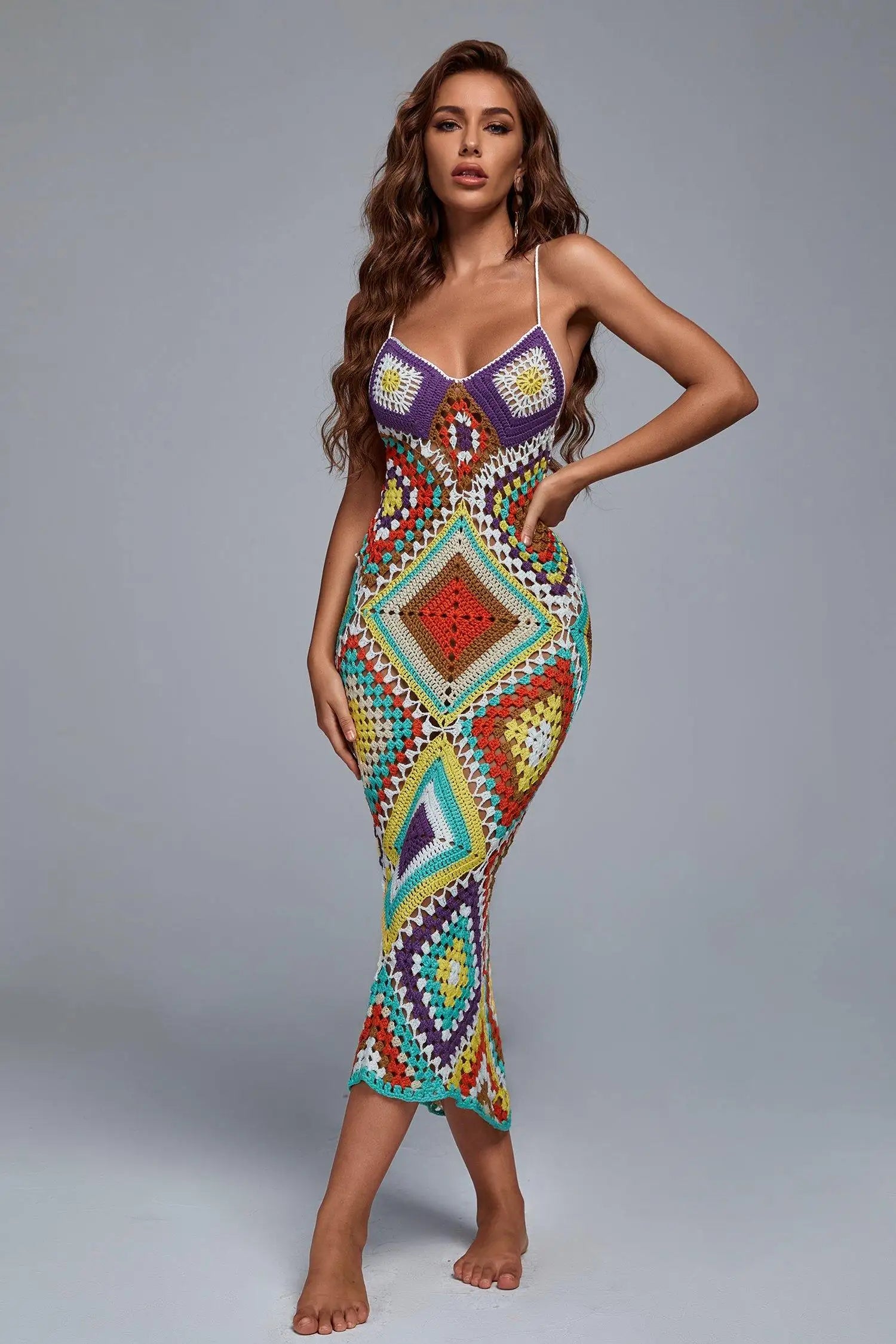 Boho Crochet Cotton Maxi Dress