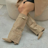 Women’s Chunky Heel Knee-High Booties