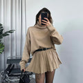 Women High Neck Sweater Knit Wear Top and Pleating Skirt for winter season
