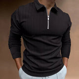 Men’s Striped Long-Sleeve Polo Shirt