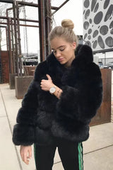 Women’s Plus Size Faux Fur Fox Jacket