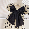 Party Dress with Puff Sleeves and Bow for Girls