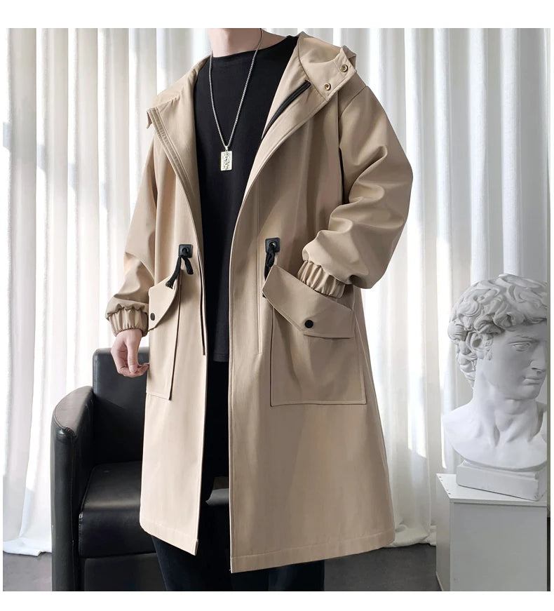 Men’s Hooded Long Trench Coat