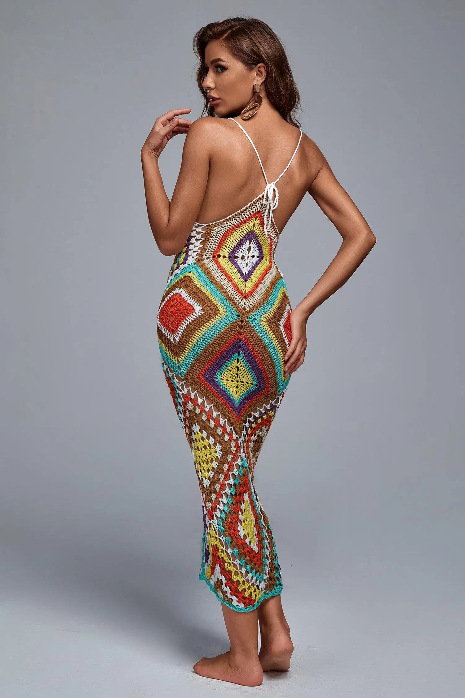 Boho Crochet Cotton Maxi Dress