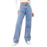 Wide Leg Washed Color Jeans