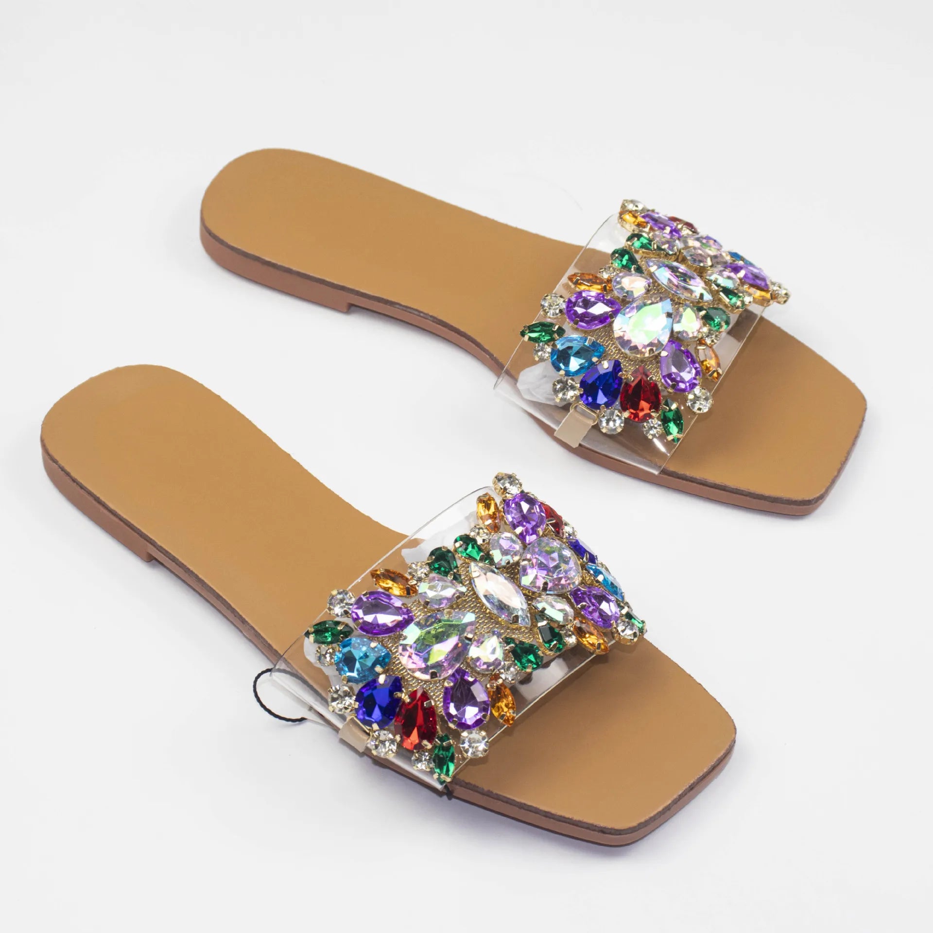 Open Toe Sandals with Rhinestones