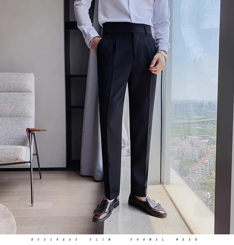 Men’s High Waist Slim Fit Trousers