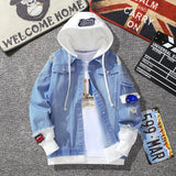 Men’s Hip Hop Striped Denim Bomber Jacket