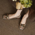 French Retro Kitten Heel Square Toe Sandals