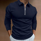 Men’s Striped Long-Sleeve Polo Shirt
