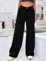 Wide Leg Washed Color Jeans