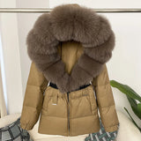 Women Puffer Down JacketnReal Fox Fur Hooded Thick Warm coat for winter season