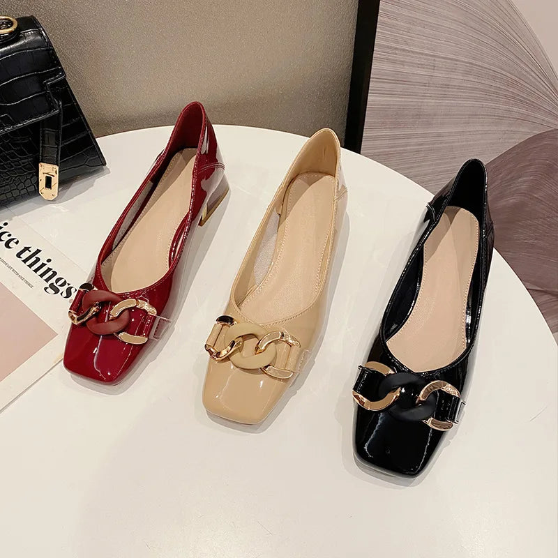 Chunky Heel PU Dress Heels