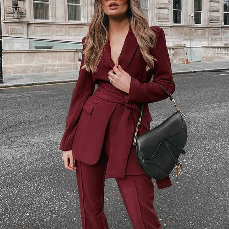 Women’s V-Neck Business Suit Set
