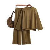 Women’s Knitted Long-Sleeve Pullover & Wide-Leg Pant Set