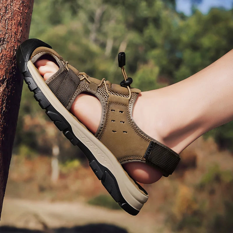 Men's Elastic Reel Leather Slippers