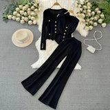 Women’s V-Neck Cardigan & Wide-Leg Pants Set