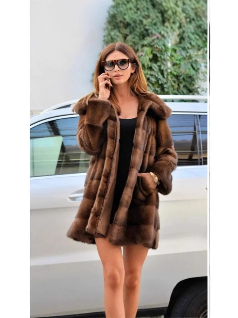 Women’s Waterproof Faux Fur Mid-Length Coat