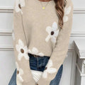 Women’s Korean Style Floral Jacquard Pullover