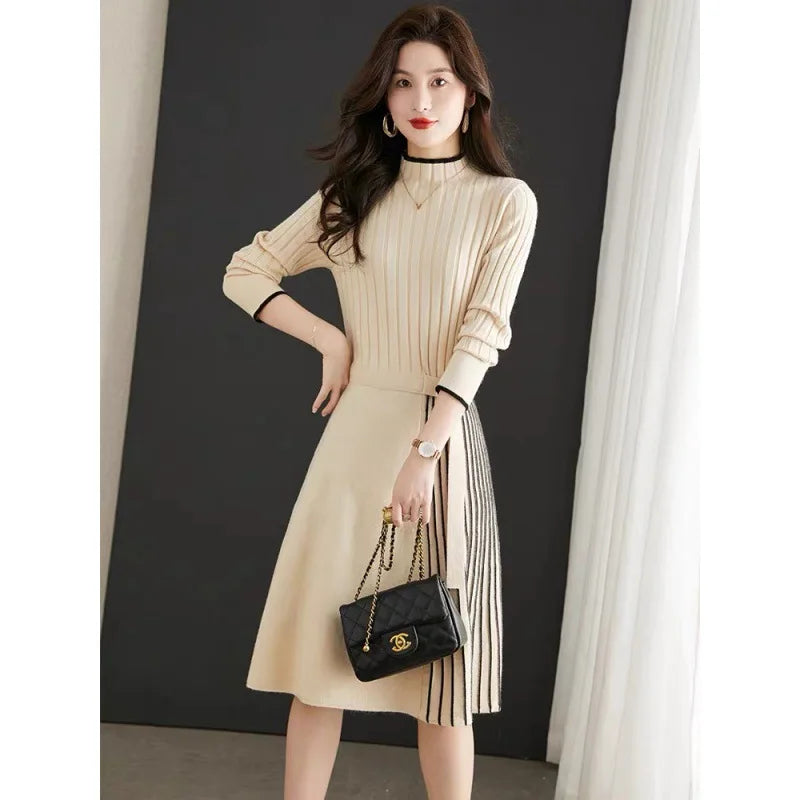 Mid-Length Plus Size Knitted Dress