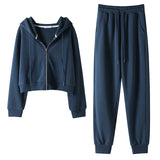 New Short Zipper Sweater Women's Suit sport set for winter season