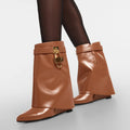 Women’s Wide Mid-Calf Booties with Padlock
