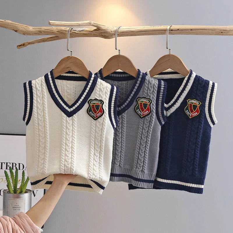 Boys’ School Style Sleeveless Sweat Vest