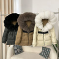 Women Puffer Down JacketnReal Fox Fur Hooded Thick Warm coat for winter season