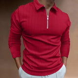 Men’s Striped Long-Sleeve Polo Shirt