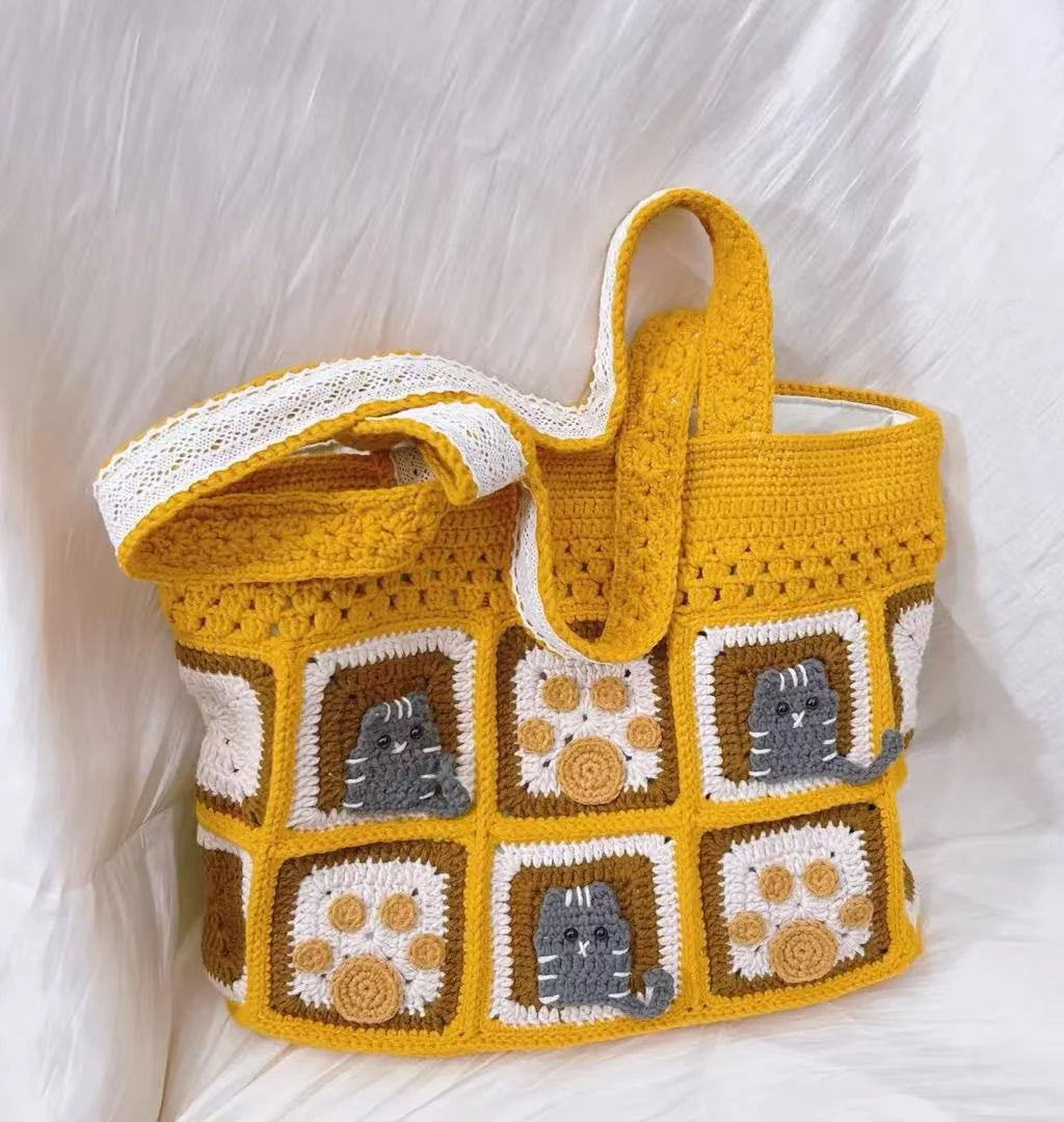 Women’s Handmade Crochet Square Tote Bag