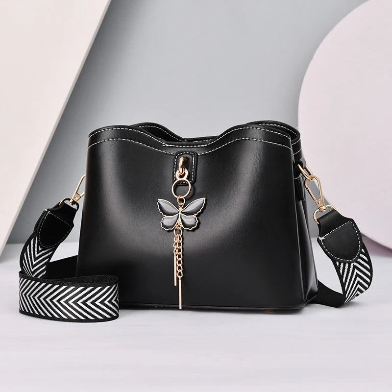 Pendant PU Leather Crossbody Bag