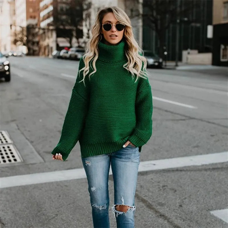 Women’s Long-Sleeve Turtleneck Knit Sweater
