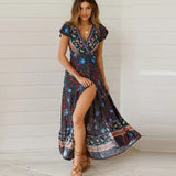 2024 Summer women's clothing cotton boho print dress resort beach maxi dress