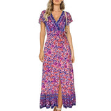 2024 Summer women's clothing cotton boho print dress resort beach maxi dress