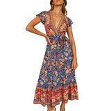 2024 Summer women's clothing cotton boho print dress resort beach maxi dress