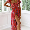 2024 Summer women's clothing cotton boho print dress resort beach maxi dress