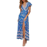 2024 Summer women's clothing cotton boho print dress resort beach maxi dress