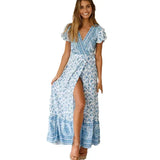 2024 Summer women's clothing cotton boho print dress resort beach maxi dress