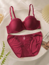 Hot Selling Lingerie Sets Embroidered Butterfly With Steel Rim Underwear Black Brief Sets for Woman